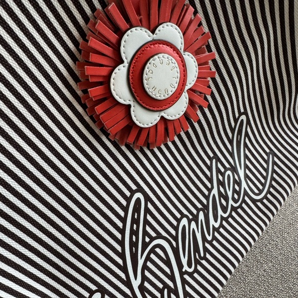 Henri Bendel Black and Orange Striped Tote XL size - Picture 10 of 11